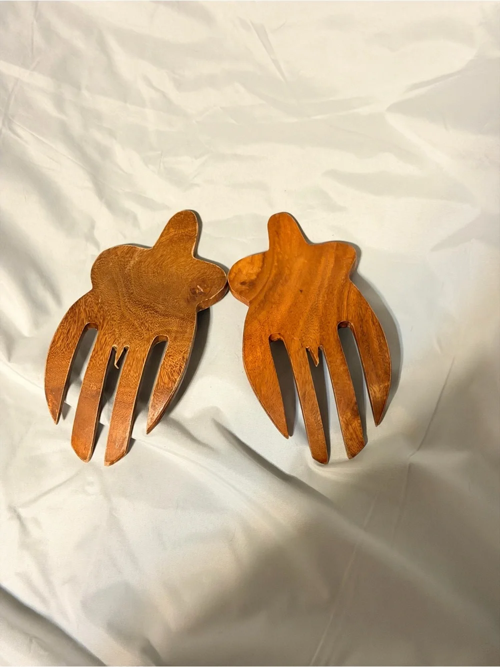 Vintage Carved Wood Sea Turtle Salad Servers Hawaiian Coastal Tiki Pair